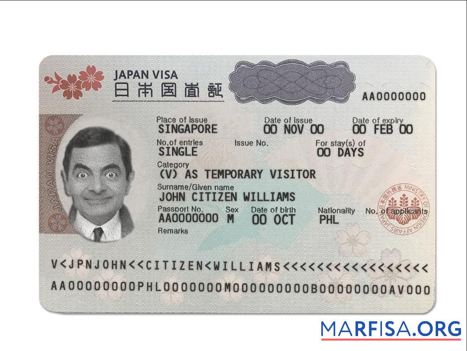 Blank Japan tourist visa download for verification